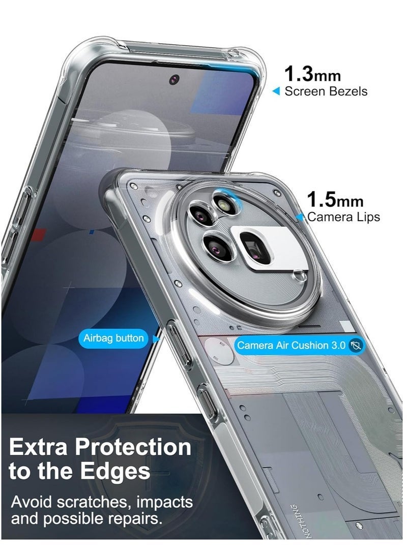 JAJEEK Nothing Phone 3a Pro Case Cover Soft Silicone Anti Yellowing Clear Case with 2-Pack Nothing Phone 3a Pro Screen Protector Tempered Glass Film High Transparency Anti-Scratch Glass For Nothing Phone 3a Pro - Image 2