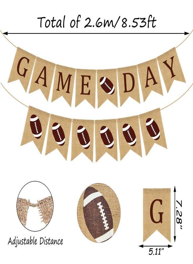 Doumeny 2Pcs Football Game Day Burlap Banner American Football Bunting Garland Sports Theme Party Banner Rustic Superbowl Bunting Banner for Birthday Baby Shower Sports Club Party Decoration - Image 2
