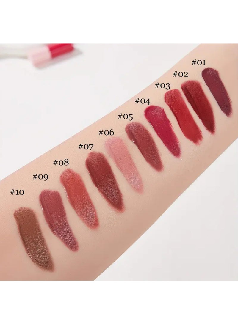 MEIDIAN 10pcs Lipstick Mirror Gloss Box - Convenient to Use Fine Particle Mirror Gloss, Moisturizing and Non Stick Cup Lipstick Gloss, Suitable for All Skin Types with a Mixed Color Palette for Long-lasting Nudity and Bright Color Scheme Lip Gel - Image 3