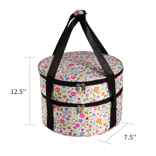 QCWN Casserole Carrier,Pie Carrier, Insulated Casserole Carriers Bag Case with Handle,2 Compartments Insulated lunch bag Food Carrier Hot Plate Salad Bowl Holder for Picnic Potluck Trip Holiday. 12.5” - Image 5