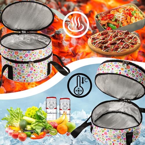 QCWN Casserole Carrier,Pie Carrier, Insulated Casserole Carriers Bag Case with Handle,2 Compartments Insulated lunch bag Food Carrier Hot Plate Salad Bowl Holder for Picnic Potluck Trip Holiday. 12.5” - Image 3