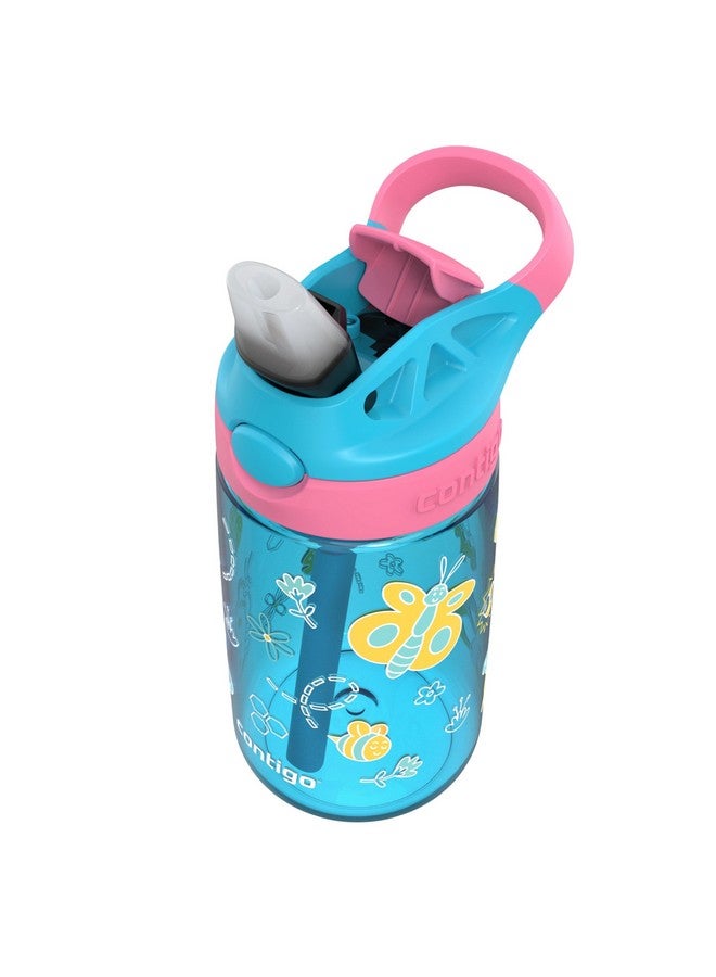 Contigo زجاجة ماء مع قشة أوتوماتيكية للأطفال من كونتيغو سعة 14 أونصة - توت أزرق/أزاليا - Image 3