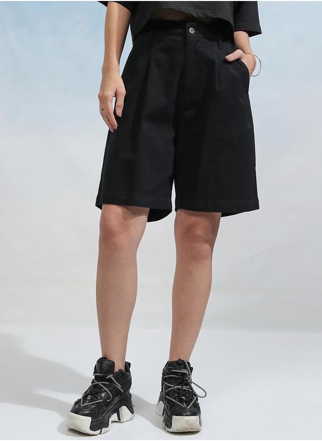Tokyo Talkies Solid High Rise Chino Shorts by Styli  - Image 1