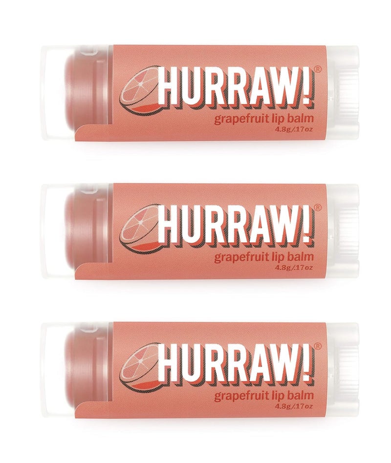 Hurraw Grapefruit Lip Balm 3 Pack Organic Certified Vegan Cruelty and Gluten Free NonGMO 100 Natural Ingredients Bee Shea Soy and Palm Free Made in USA