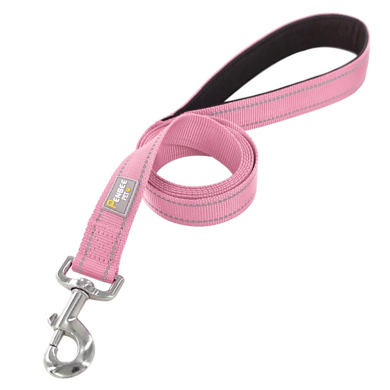 PenSeepet Dog Leash 6 FT Padded Handle Nylon Reflective Dogs Leashes for Medium Dogs Pink - Image 2
