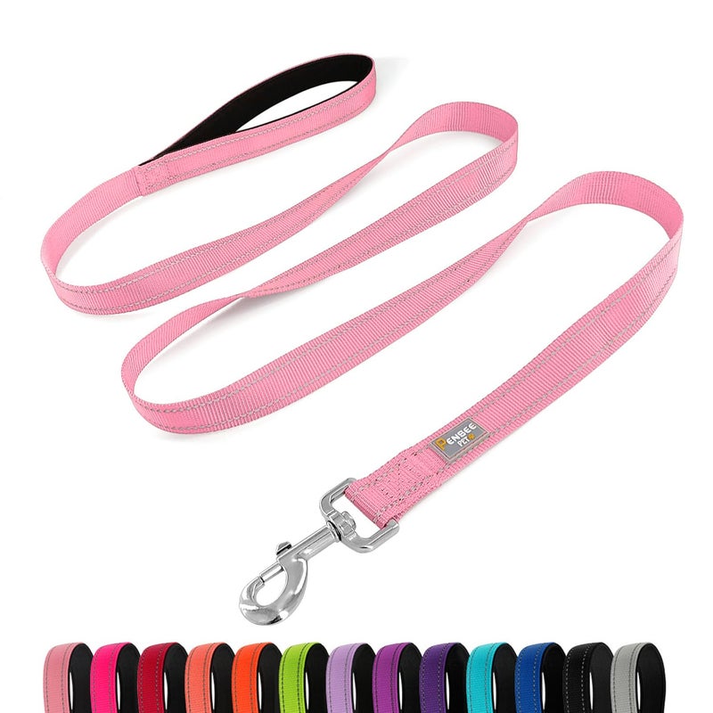 PenSeepet Dog Leash 6 FT Padded Handle Nylon Reflective Dogs Leashes for Medium Dogs Pink - Image 1