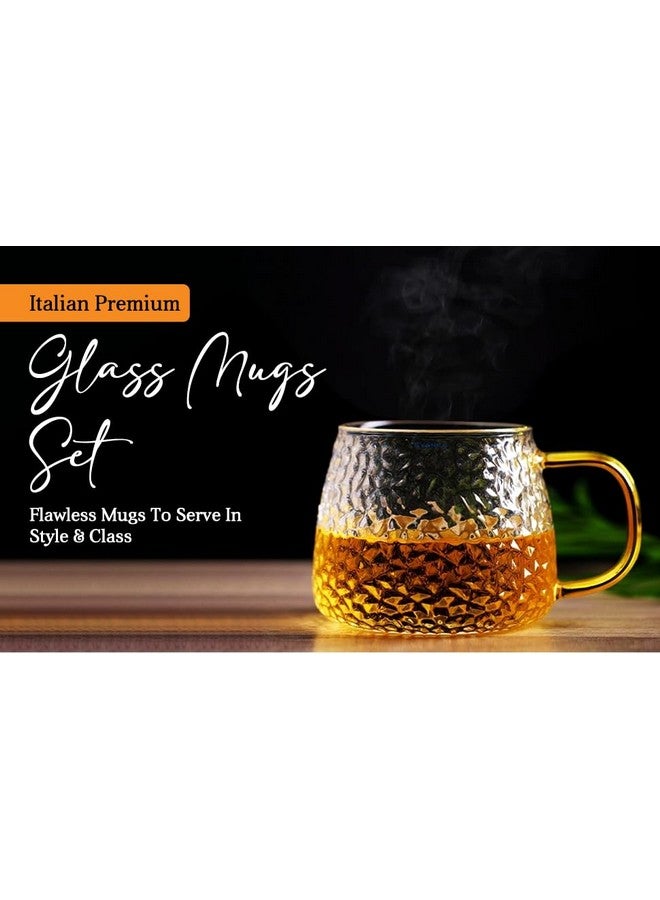 ANKUL ANKUL Premium Glass Coffee Mug Tea Cups Set of 4-410 ML, Transparent, Glass Cups Set for Coffee, Green Tea, Herbal Tea, Lemon Tea, Milk Cup, Hot/Cold Drinks Cups (Lemon Cup, 4) - Image 4