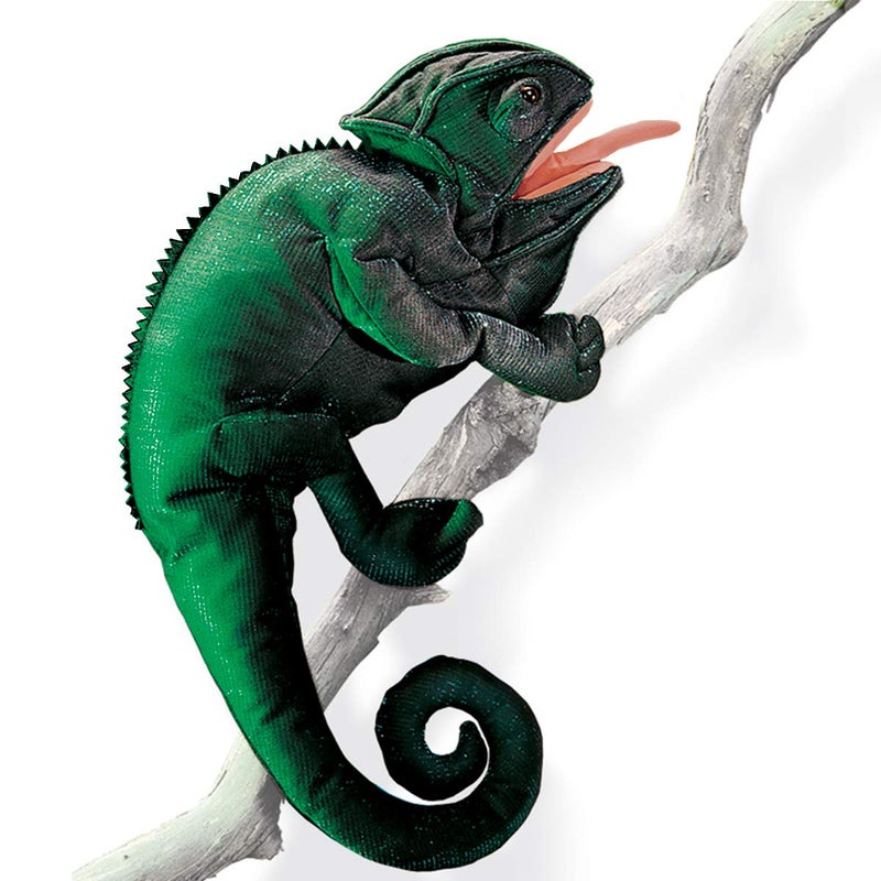 Folkmanis Chameleon Hand Puppet Dark Green - Image 4