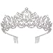 Exacoo Silver Tiara and Crowns for Women Rhinestone Queen Tiara for Girls Princess Crown with Comb Birthday Headbands Hair Accessories for Wedding Prom Bridal Party Halloween Costume Gift - Image 2