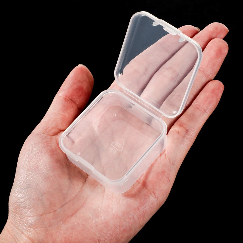SATINIOR 48 Packs Clear Small Plastic Containers Transparent Storage Box with Hinged Lid for Items Crafts Jewelry (1.7 x 1.7 0.79 Inches) - Image 3