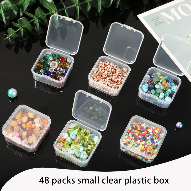 SATINIOR 48 Packs Clear Small Plastic Containers Transparent Storage Box with Hinged Lid for Items Crafts Jewelry (1.7 x 1.7 0.79 Inches) - Image 5