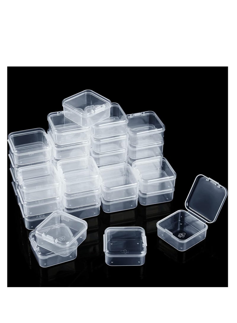 Satinior SATINIOR 48 Packs Clear Small Plastic Containers Transparent Storage Box with Hinged Lid for Small Items Crafts Jewelry (1.7 x 1.7 x 0.79 Inches) - Image 1