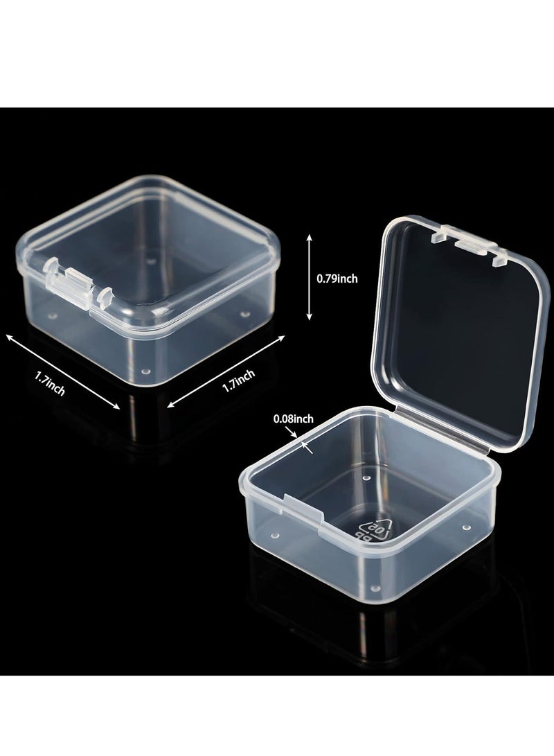 Satinior SATINIOR 48 Packs Clear Small Plastic Containers Transparent Storage Box with Hinged Lid for Small Items Crafts Jewelry (1.7 x 1.7 x 0.79 Inches) - Image 2