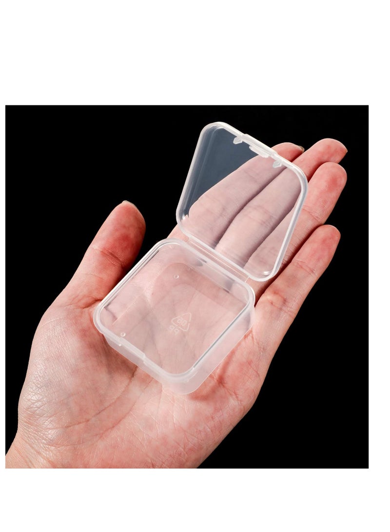 Satinior SATINIOR 48 Packs Clear Small Plastic Containers Transparent Storage Box with Hinged Lid for Small Items Crafts Jewelry (1.7 x 1.7 x 0.79 Inches) - Image 3