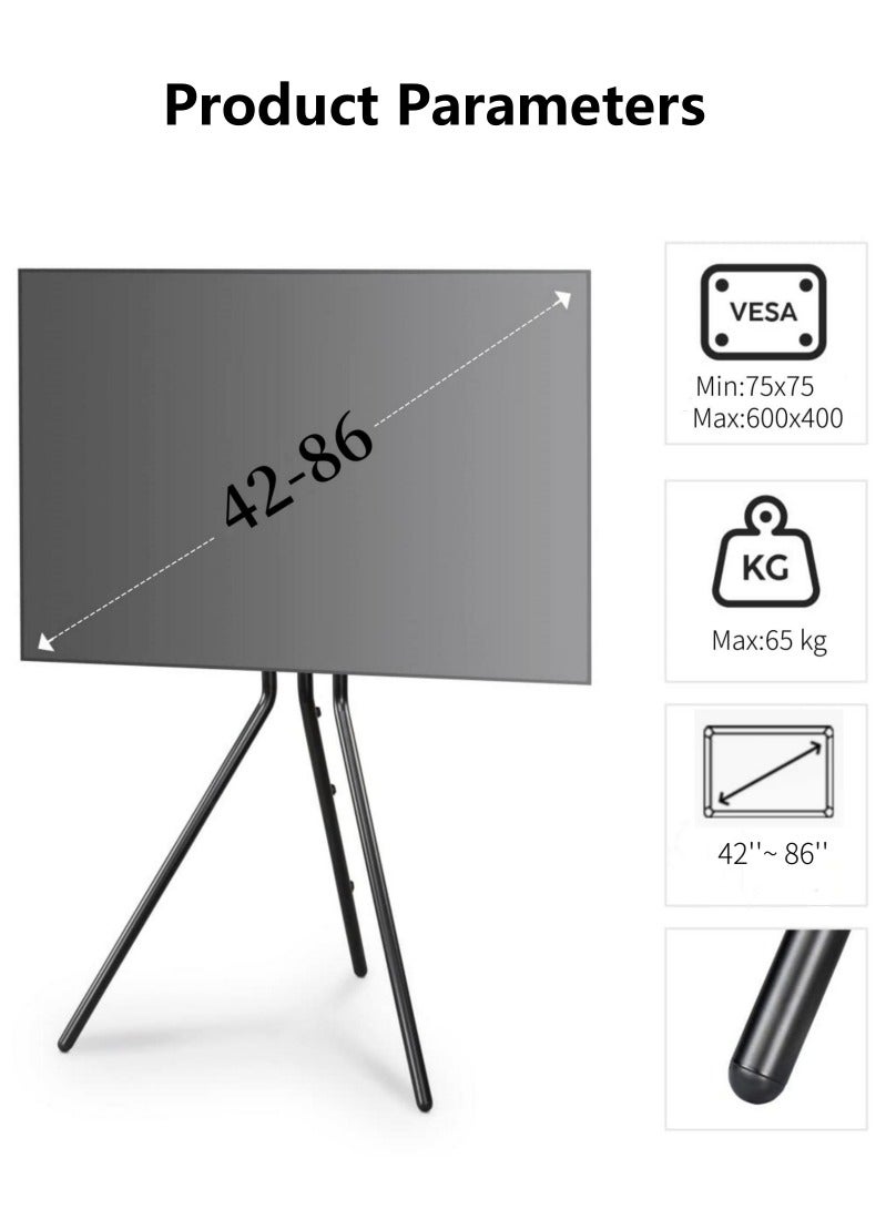 Vizo Hise Tripod TV Stand, Modern Easel TV Stand for 42 to 86 inch Screens, Portable TV Floor Stand, Height Adjustable TV Display Stand for Home Studio Office, Black  - Image 5