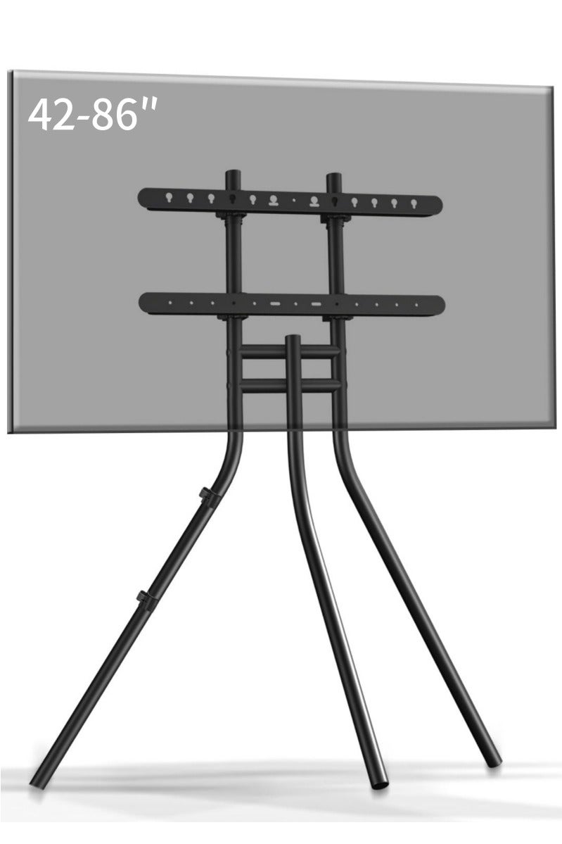 Vizo Hise Tripod TV Stand, Modern Easel TV Stand for 42 to 86 inch Screens, Portable TV Floor Stand, Height Adjustable TV Display Stand for Home Studio Office, Black  - Image 1