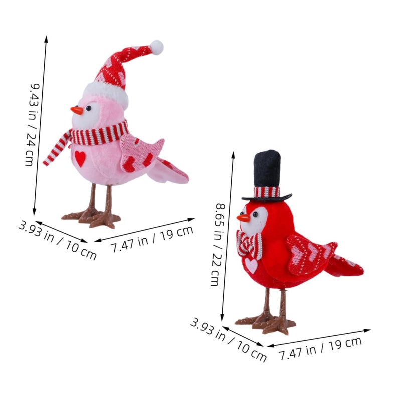 Valentines Lighted Bird Figurine Red Pink Romantic Table Centerpiece Wedding Party Decoration - Image 3