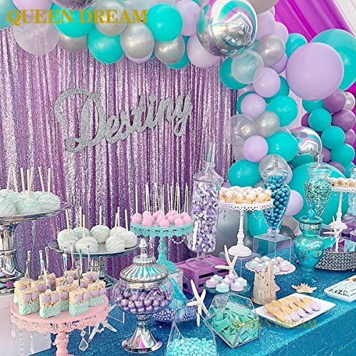 QueenDream Light Purple Sequin Backdrop Curtains 2 Panels 2FTx8FT Photo Backdrop Glitter Birthday Party Curtains - Image 3