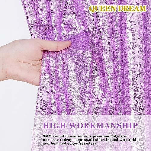 QueenDream Light Purple Sequin Backdrop Curtains 2 Panels 2FTx8FT Photo Backdrop Glitter Birthday Party Curtains - Image 5