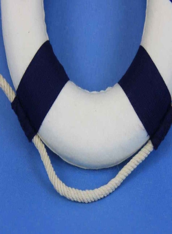 Handcrafted Nautical Decor طوق نجاة هامبتون نوتيكال كلاسيك أبيض مزخرف على شكل مرساة مع أربطة، أفكار وإكسسوارات لتزيين الشاطئ، 6 بوصات، أزرق - Image 5