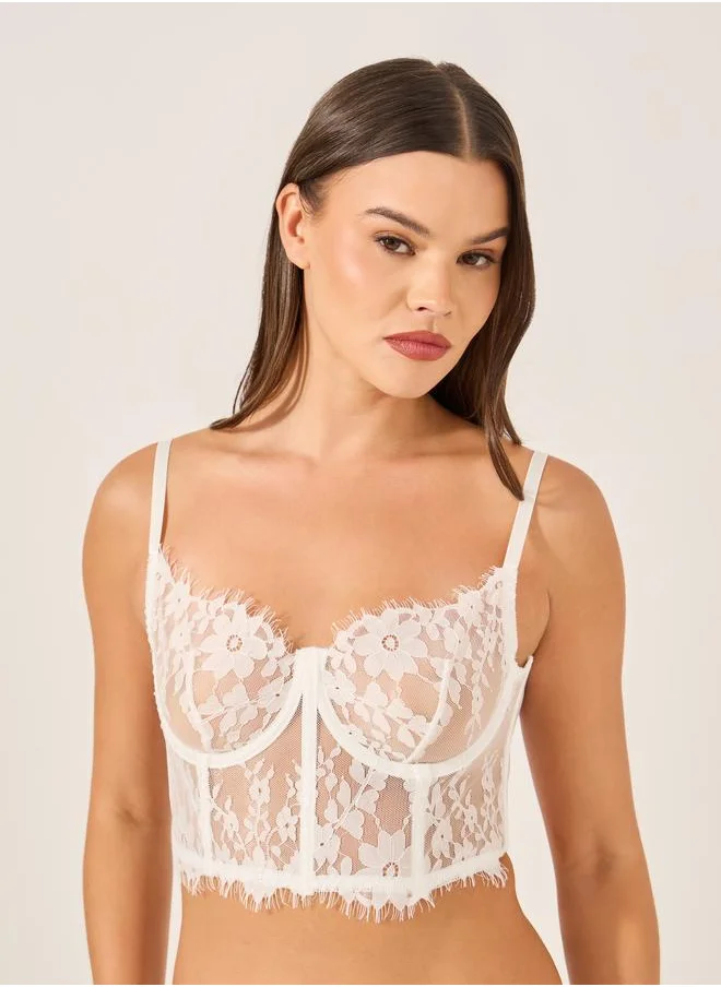 Styli Styli Non-Padded Wired Eyelash Edge Lace Bra and Bikini Briefs Set