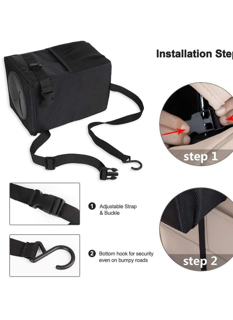 Toby's Car Trash Can for Car Cute Car Trash Bag Folding Suspension Storage Bag Car Seat Back Storage Bag Car Garbage Cans Leak Proof Vehicle Trash Can Black (Packof4)  - Image 4