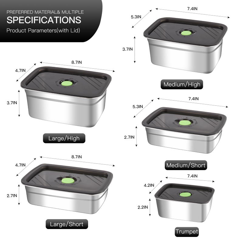 GIUOIDUO 10-Piece Stainless Steel Food Storage Container Set with Airtight Lids - Durable, Eco-Friendly Kitchen Organizers for Freshness & Convenienceï¼ŒPantry, Dishwasher Safe (Various Sizes) - Image 2