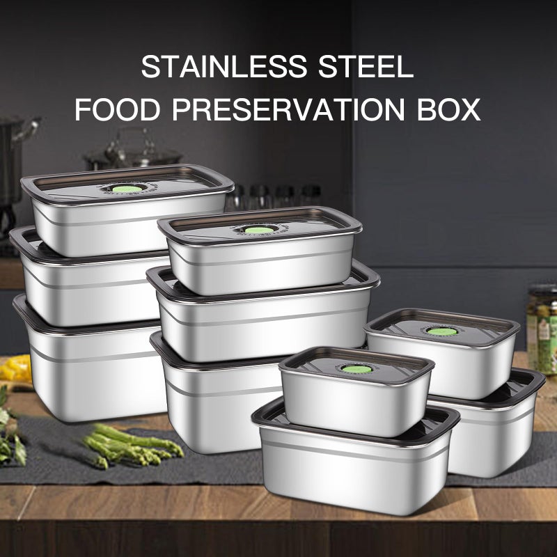 GIUOIDUO 10-Piece Stainless Steel Food Storage Container Set with Airtight Lids - Durable, Eco-Friendly Kitchen Organizers for Freshness & Convenienceï¼ŒPantry, Dishwasher Safe (Various Sizes) - Image 3
