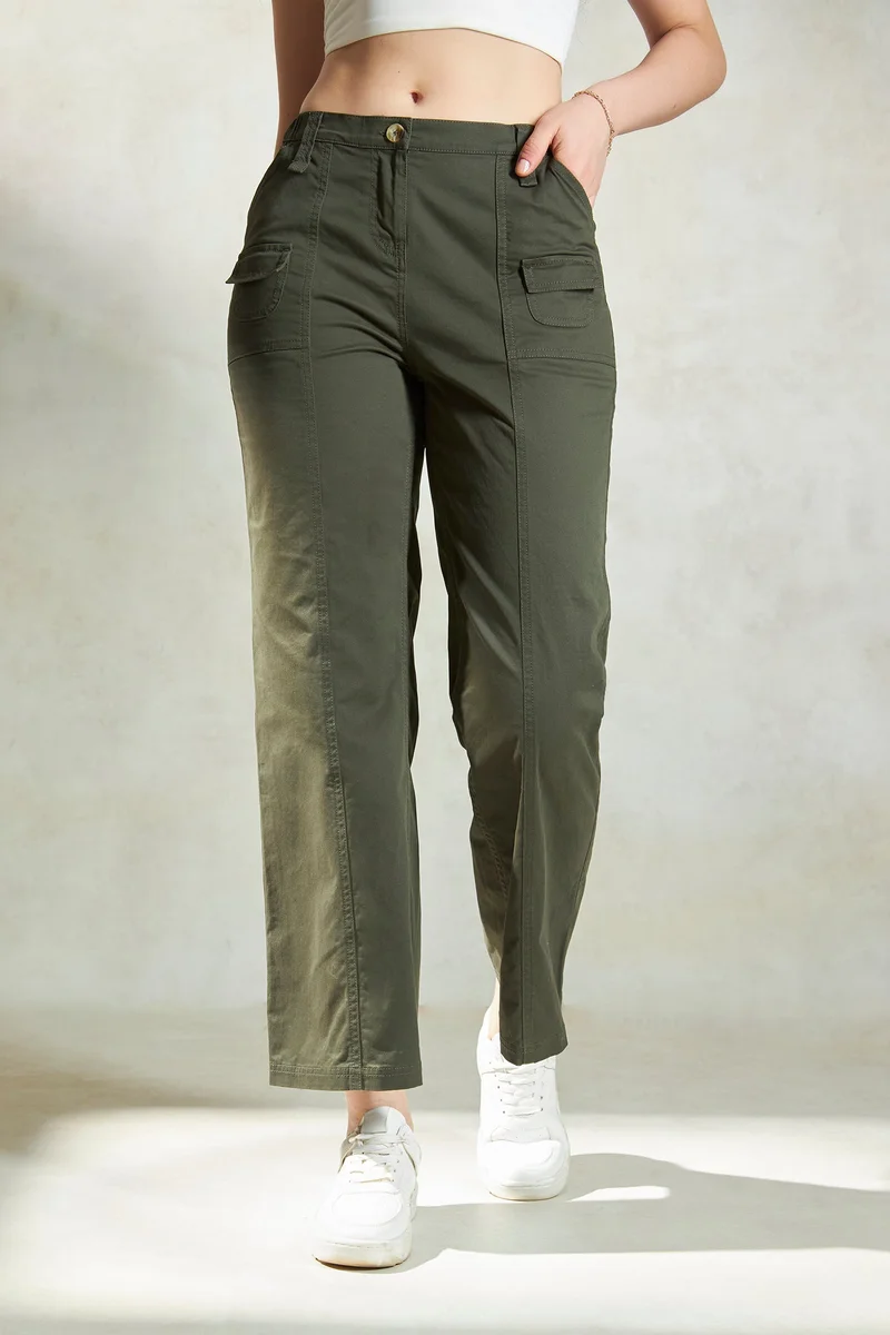 Virgio Cotton Stretch Daywear Canvas Cargo Trousers for Women