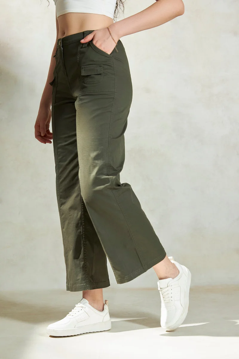 Virgio Cotton Stretch Daywear Canvas Cargo Trousers for Women