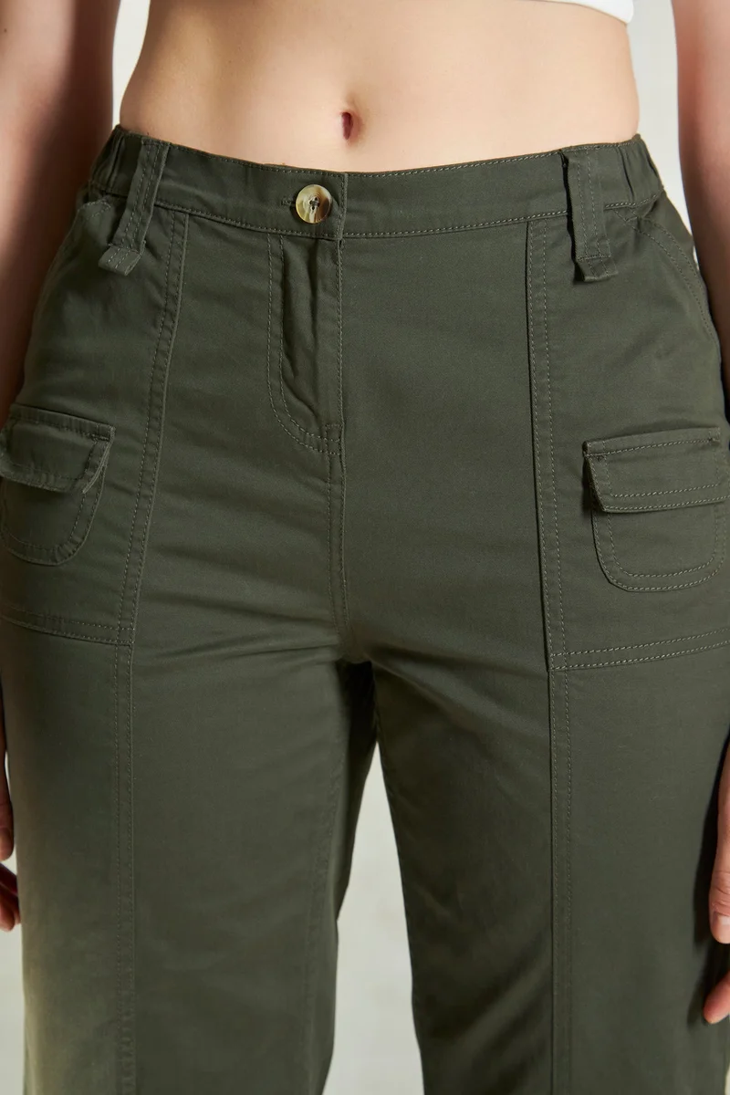 Virgio Cotton Stretch Daywear Canvas Cargo Trousers for Women