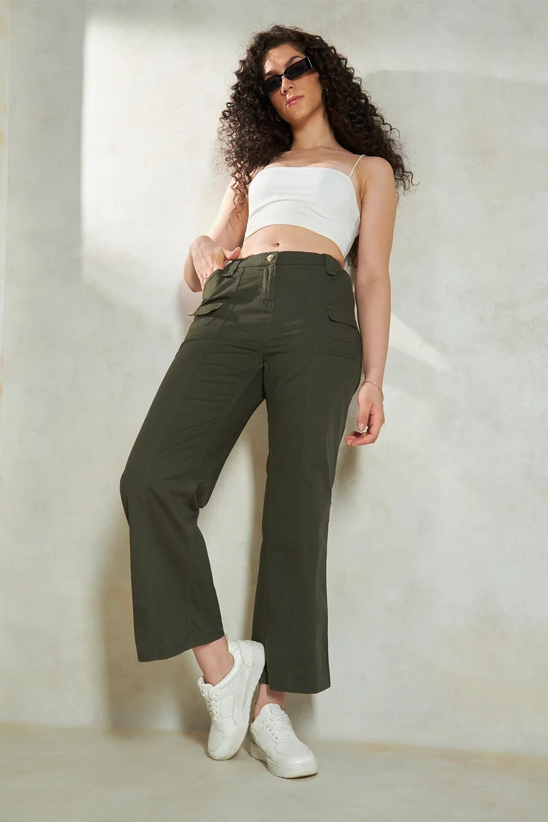 Virgio Cotton Stretch Daywear Canvas Cargo Trousers for Women