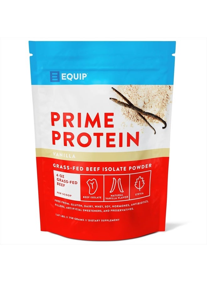 Equip Foods Prime Protein Powder | Clean, Grass Fed Beef Protein Isolate | Carnivore Protein Powder | Paleo, Keto Friendly | Gluten, Dairy Free | Helps Build & Repair Tissue | 30 Servings, Vanilla - Image 1