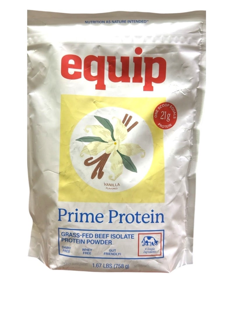 Equip Foods Prime Protein Powder | Clean, Grass Fed Beef Protein Isolate | Carnivore Protein Powder | Paleo, Keto Friendly | Gluten, Dairy Free | Helps Build & Repair Tissue | 30 Servings, Vanilla Packaging May Vary - Image 1