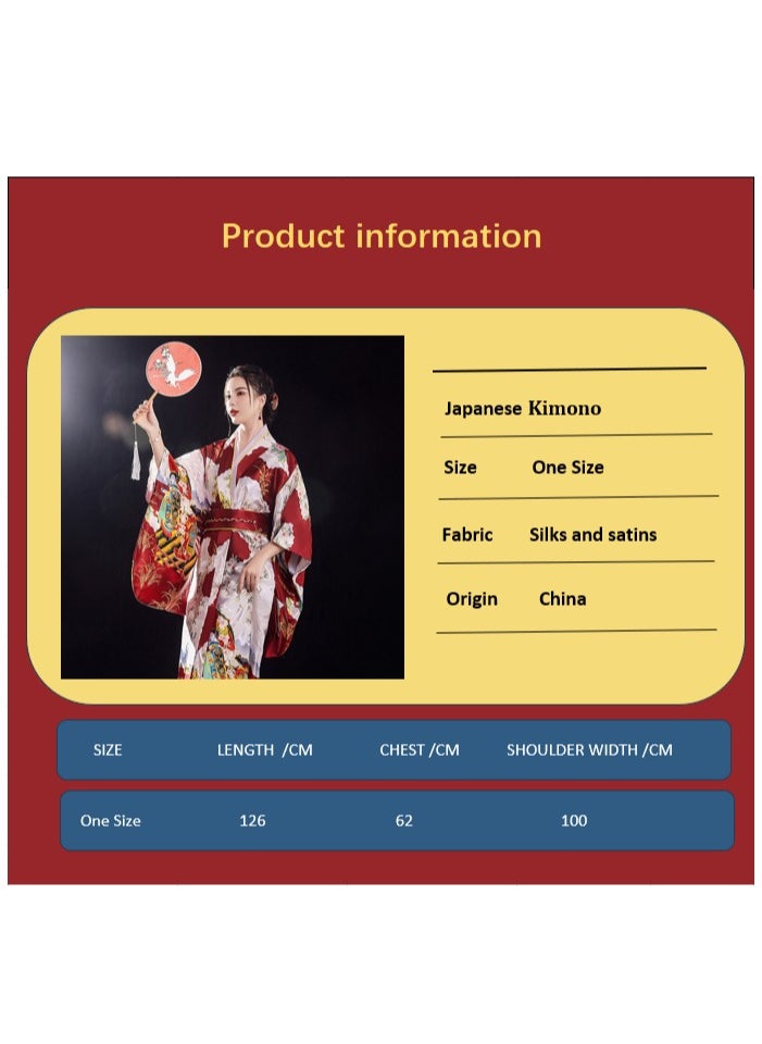 Generic - New Japanese Kimono, Japanese Traditional Clothing for Nightgown, Bathrobe, Home Clothes, Ethnic Style Stage Performance Clothes(Does not include fan) - Image 1