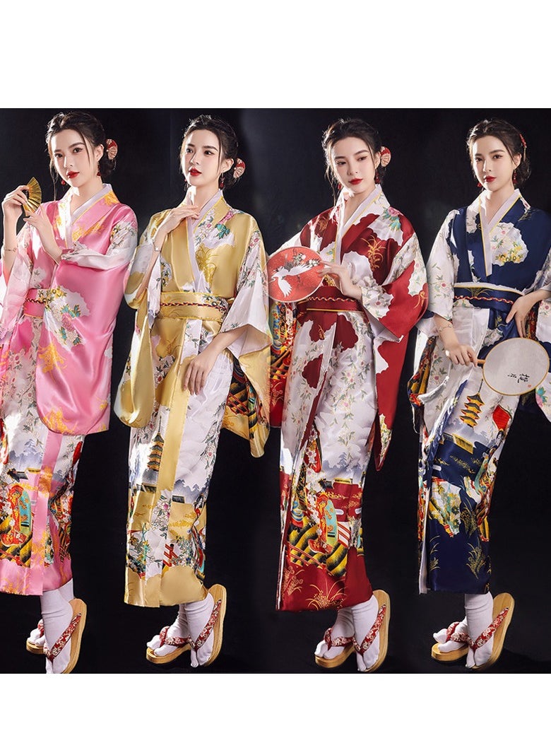 Generic - New Japanese Kimono, Japanese Traditional Clothing for Nightgown, Bathrobe, Home Clothes, Ethnic Style Stage Performance Clothes(Does not include fan) - Image 1