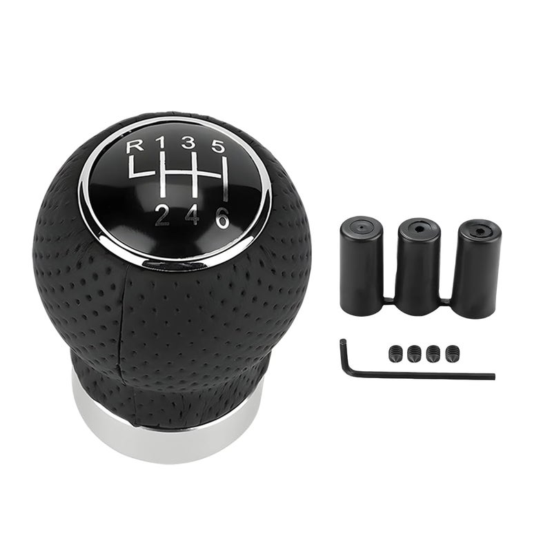 ZIMISI 6Speed Car Shift Knob Leather Shift Knob Lever Kit Automatic or Manual Gear Stick Handle Replacement Accessories Universal Transmission Shift Head for Most Cars Gear 6Round Head R Up - Image 2