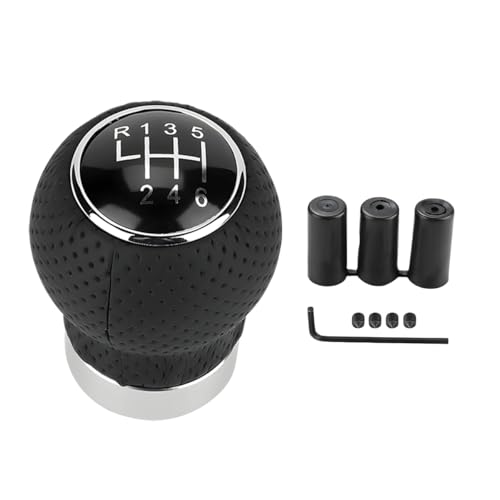 ZIMISI 6Speed Car Shift Knob Leather Shift Knob Lever Kit Automatic or Manual Gear Stick Handle Replacement Accessories Universal Transmission Shift Head for Most Cars Gear 6Round Head R Up - Image 1
