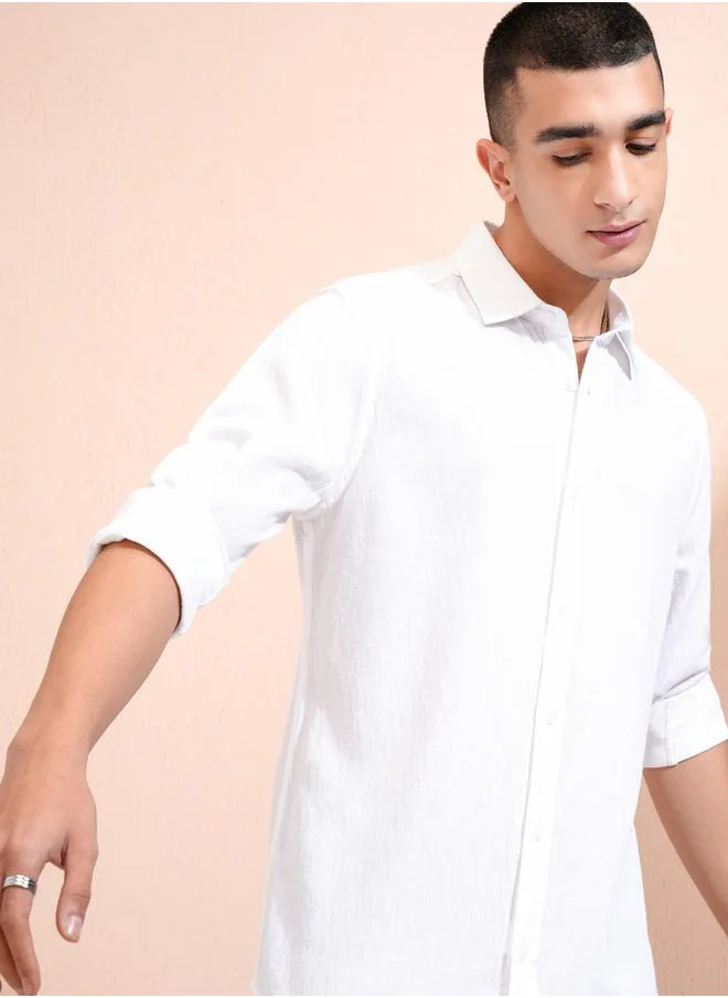 هاي لاندر Solid Regular Fit Collared Shirt