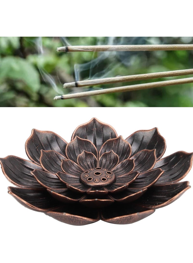 GGOOT Lotus Incense Holder, 3 Layer Unique Oriental Look Lotus Incense Burners, Multi-Layer Stick Incense Burner, Cone Ash Catcher Ideal for Living Room, Bedroom, Meditation Room, Yoga Room - Image 4