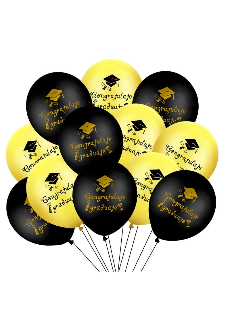 Brain Giggles  12 inches Graduation Balloon set Black and Gold - Image 1