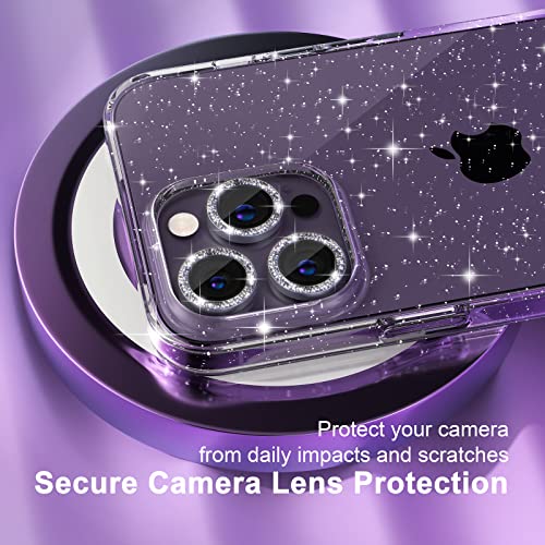 Choiche Compatible for iPhone 14 Pro Max Case Women Phone Case, Cute Bling Sparkly, Military Grade Protection, 3 Diamond Camera Lens Covers, 2 Tempered Glass Protectors, 6.7 inch (Glitter Clear) - Image 3