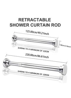 Garlo Shower Curtain Rod Tension - 125-220CM Never Rust Non-Slip Spring Tension Curtain Rod No Drilling Stainless Steel Curtain Rod Use Bathroom Kitchen  - Image 5