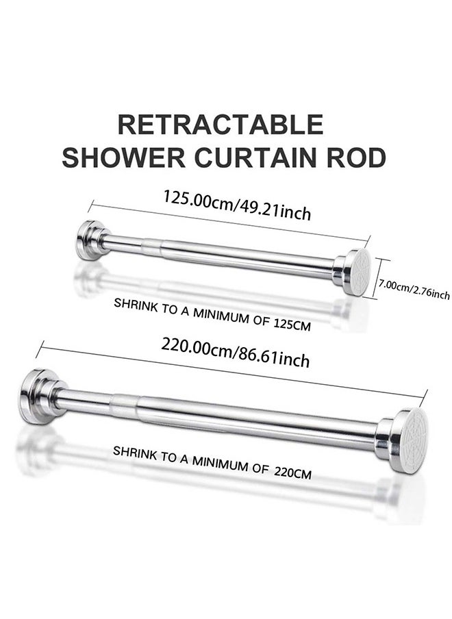 Garlo Shower Curtain Rod Tension - 125-220CM Never Rust Non-Slip Spring Tension Curtain Rod No Drilling Stainless Steel Curtain Rod Use Bathroom Kitchen  - Image 5