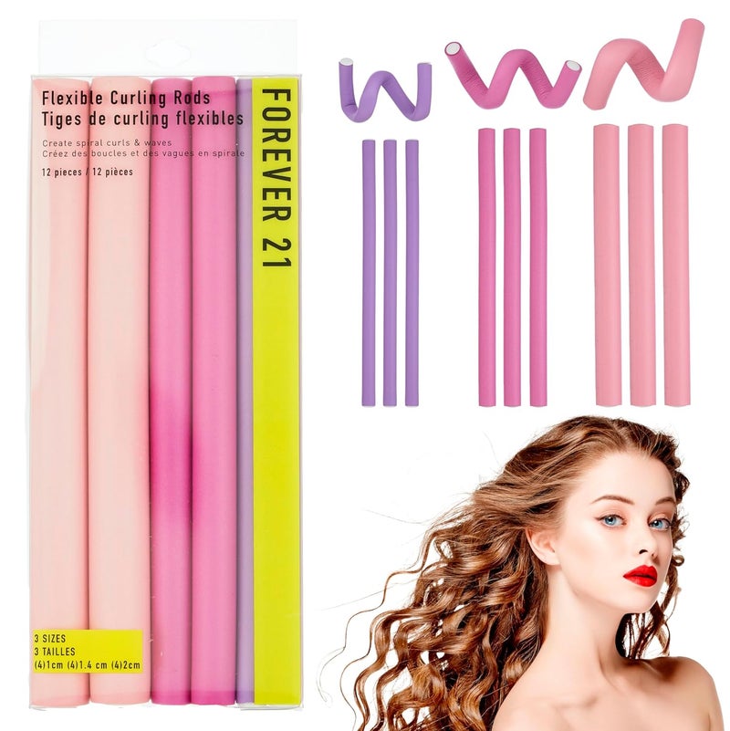 Forever 2112pc Flexible Curling Rods Value Pack Foam Curlers in Assorted Sizes Curly Rods For Hair  Heatless Hair Curlers for Spiral Curls  Waves
