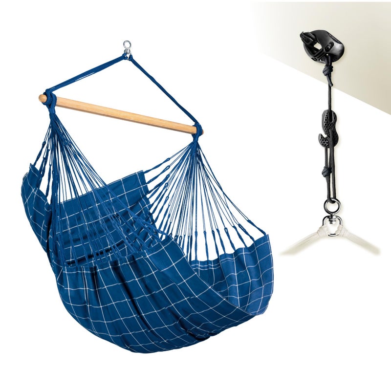 LA SIESTA XL King Domingo Hammock Swing Chair CasaMount Weather Tear Resistant Hanging Chair Outdoor Indoor Hammock Chair wSuspension Kit for Walls Ceilings Square Beams Marine