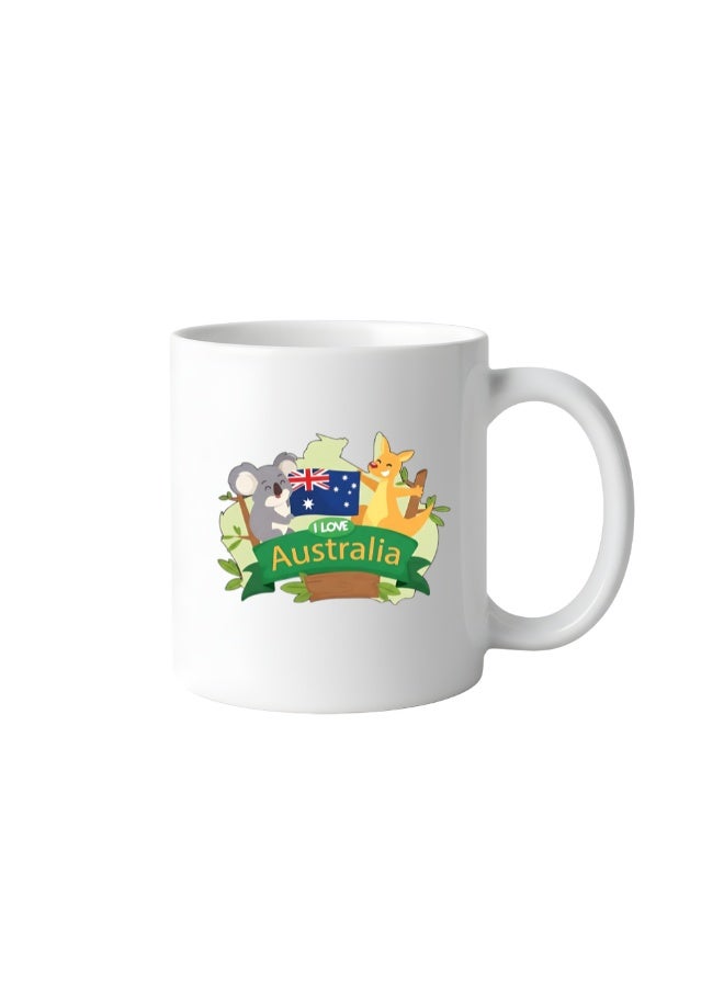 Australia Day White Ceramic Mug - January 26th Celebration Gift - G'day Mate - Kangaroos Themed Coffee Mug - 11 Oz - Image 1