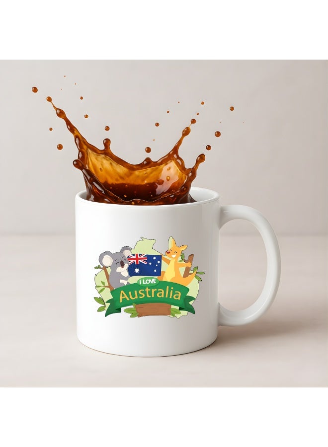 Australia Day White Ceramic Mug - January 26th Celebration Gift - G'day Mate - Kangaroos Themed Coffee Mug - 11 Oz - Image 3