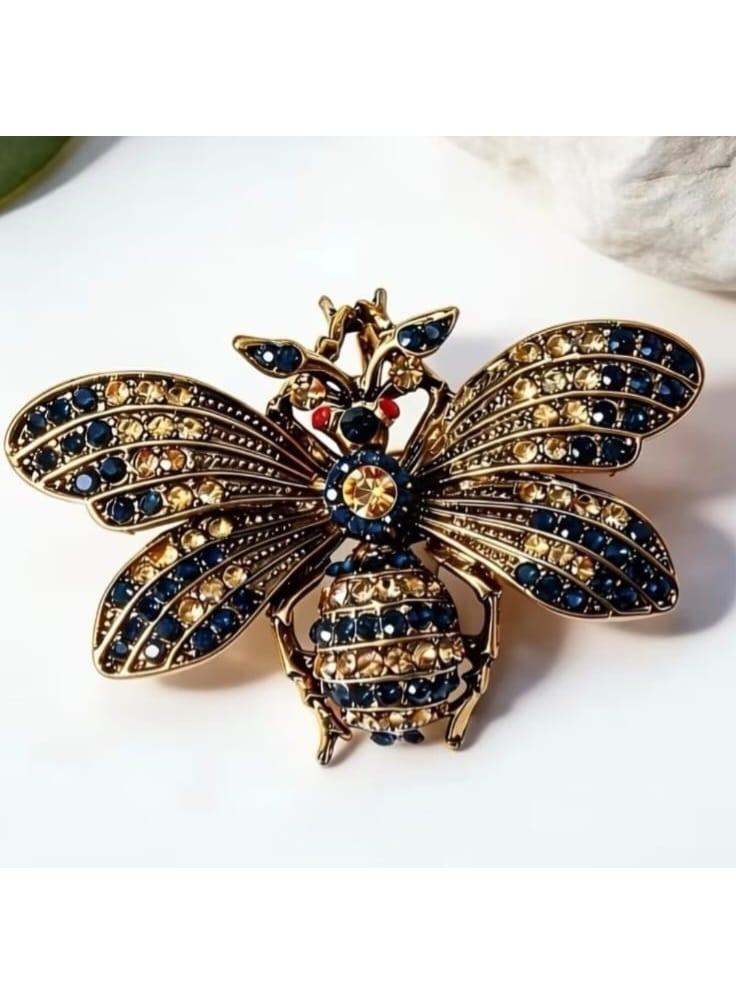 Luxury & Trendy Crystal Rhinestone Accessory Brooch Pin for Women, for clothes and Bags Fashion Enamel Available in different shapes and colors Gold/Silver (Bee 3) - Image 1