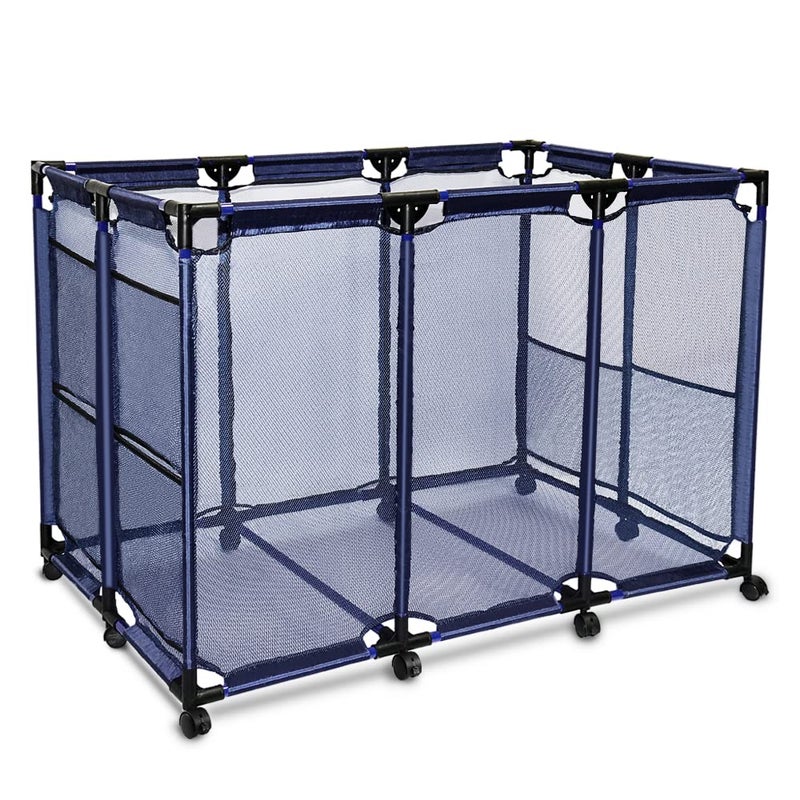 Cosaving Cosaving Pool Storage Bins Containers Rolling Pool Storage Cart Organizer with Nylon Mesh Basket Large Capacity for Pool Accessories Beach Towels 3 grids 50 L x 30 W x 34 HBlue 